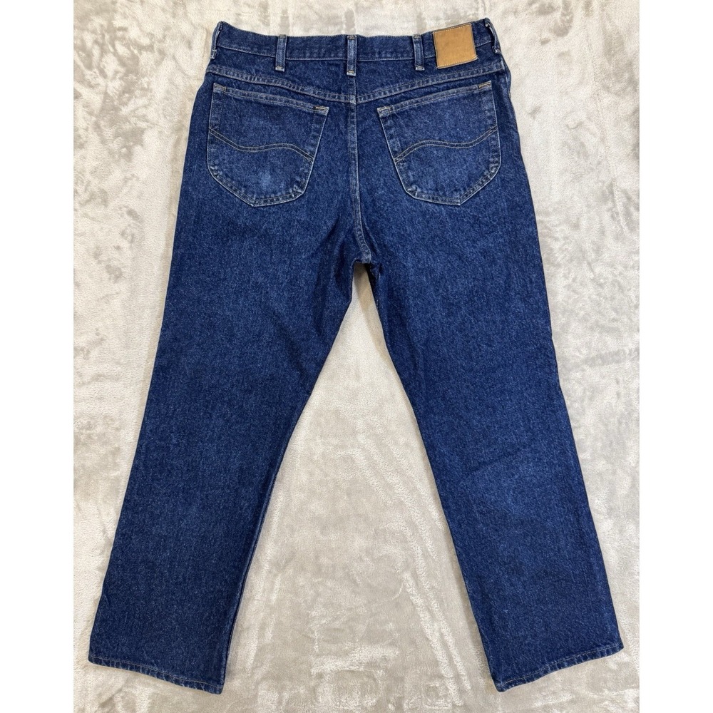 Lee Mens Jeans 36x30 Blue Dark‎ Wash Regular Straight Western Normcore Workwear - Picture 2 of 16